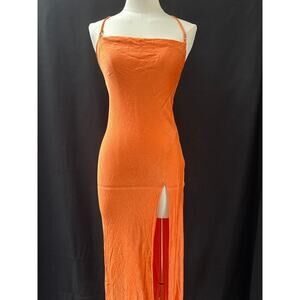 Women’s Bec + Bridge Orange Cote Maxi Dress w/Side Slit Sz 6